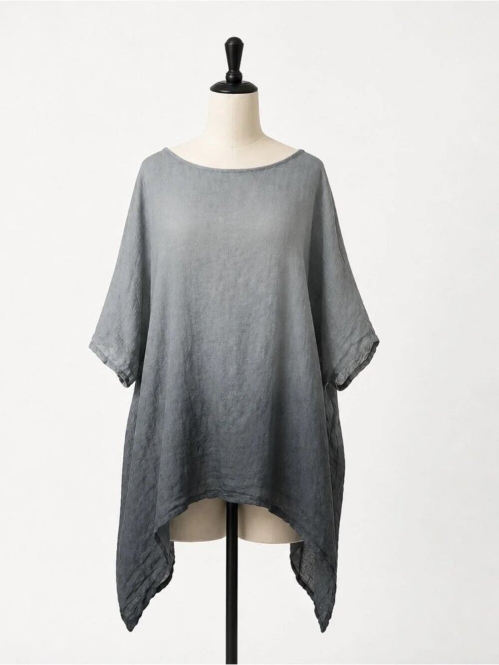 John P Greece 100% Linen Gray Ombre Oversized Tunic Top Lagenlook